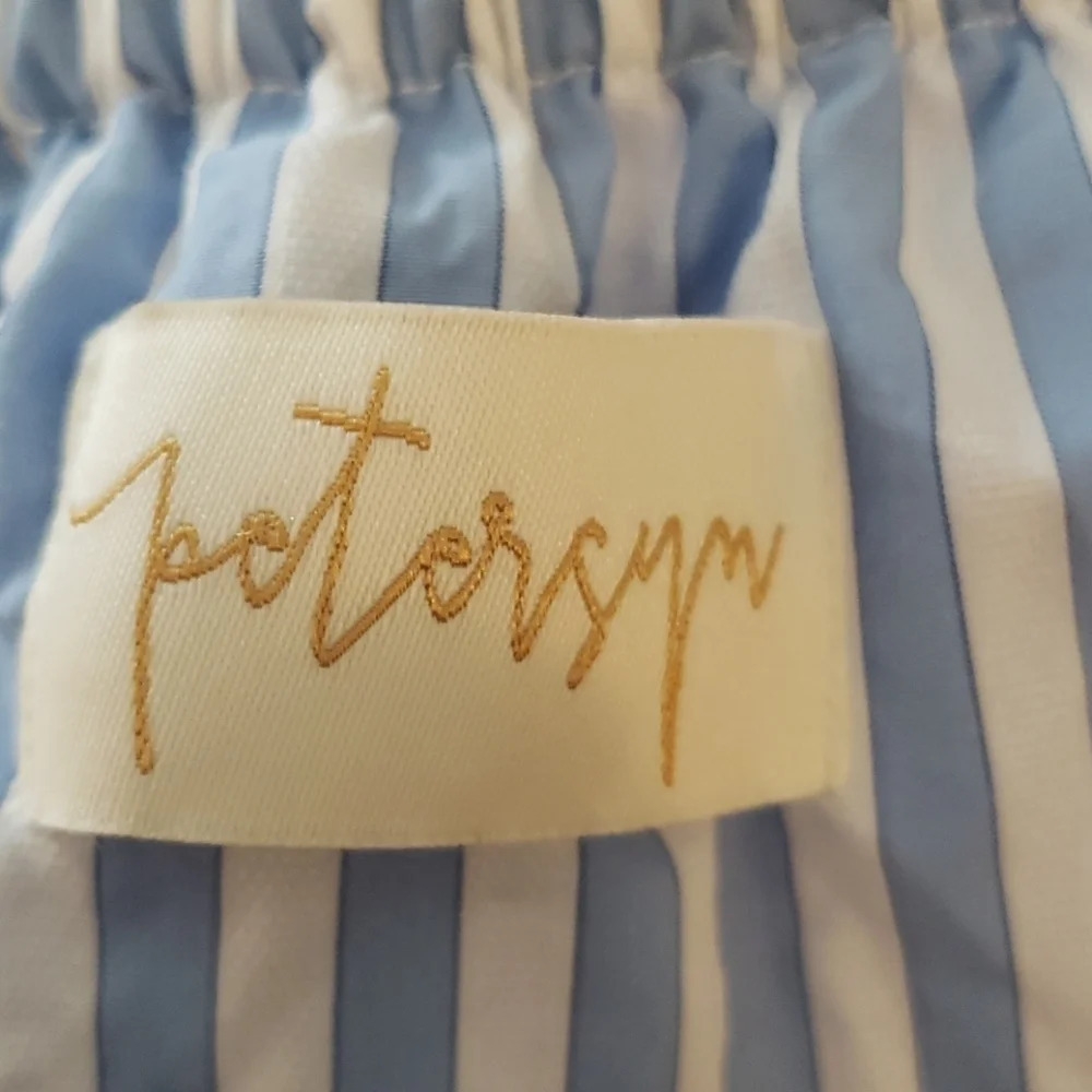Petersyn Women’s Off-Shoulder Blue & White Striped Top - Picture 11 of 15
